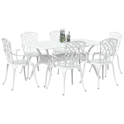 Set da Pranzo per Giardino 7 pcs Bianco Alluminio