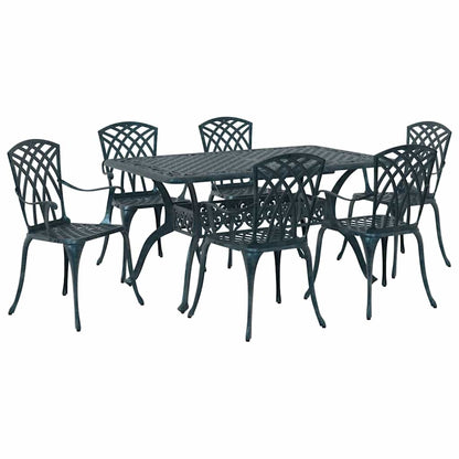 Set da Pranzo per Giardino 7 pcs Verde Alluminio