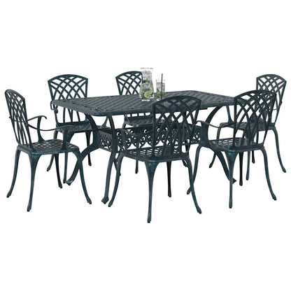 Set da Pranzo per Giardino 7 pcs Verde Alluminio