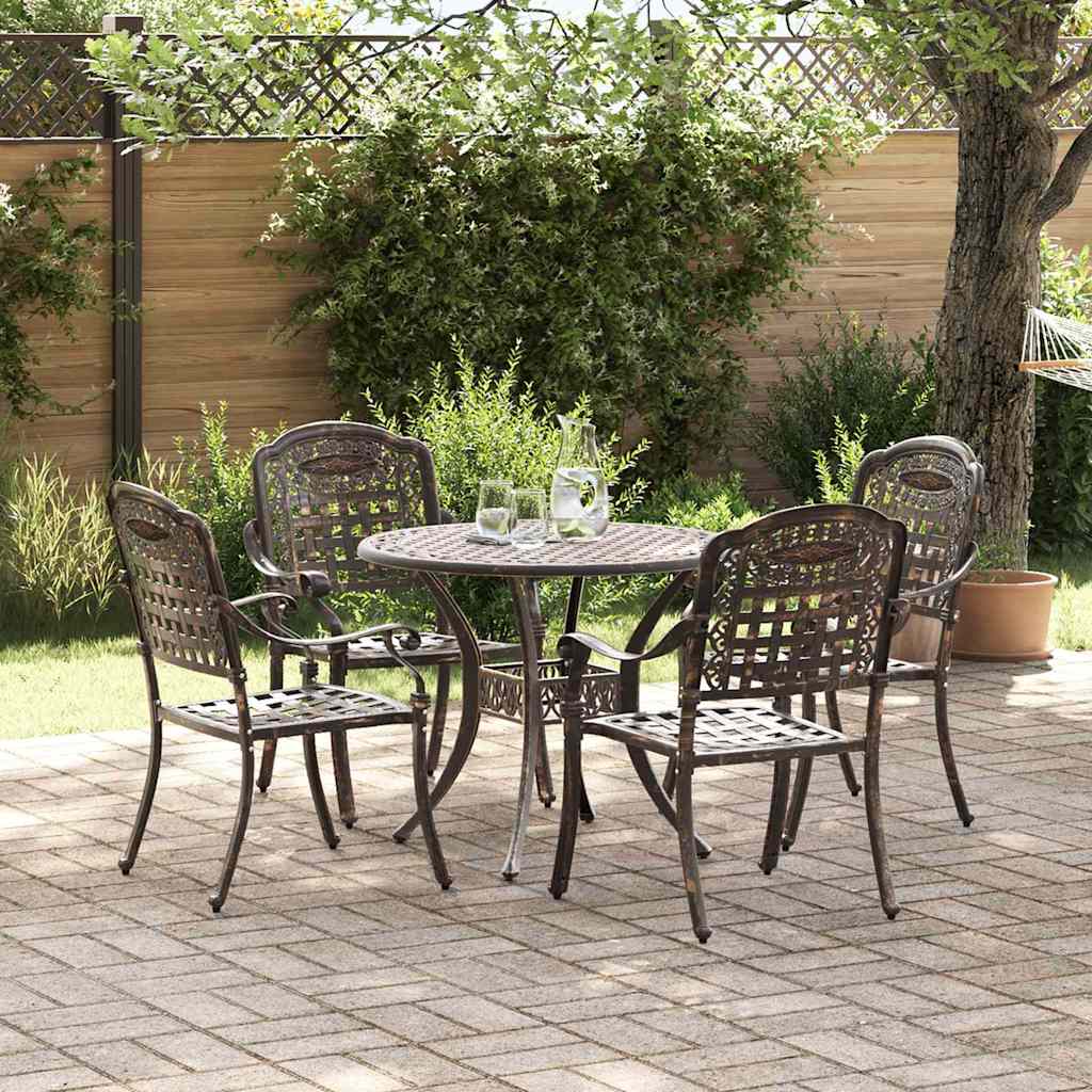 Set da Pranzo per Giardino 5 pcs Bronzo Alluminio