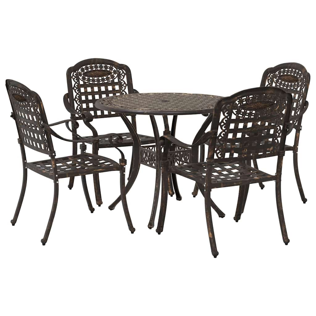 Set da Pranzo per Giardino 5 pcs Bronzo Alluminio