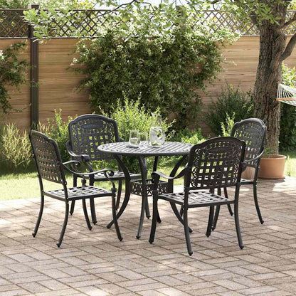 Set da Pranzo per Giardino 5 pcs Nero Alluminio