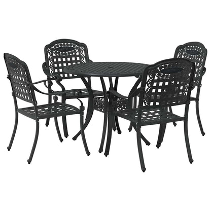 Set da Pranzo per Giardino 5 pcs Nero Alluminio