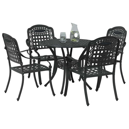 Set da Pranzo per Giardino 5 pcs Nero Alluminio