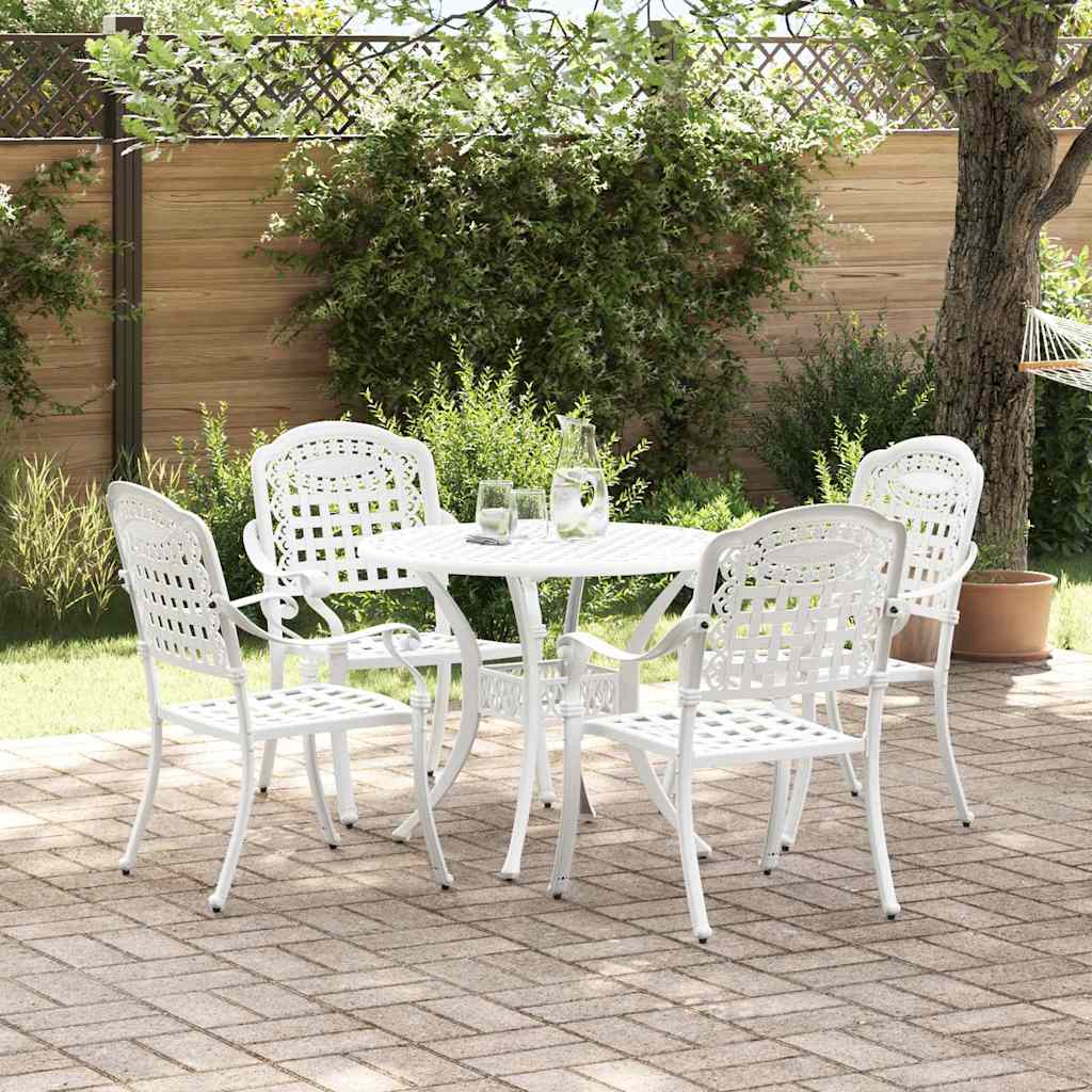 Set da Pranzo per Giardino 5 pcs Bianco Alluminio