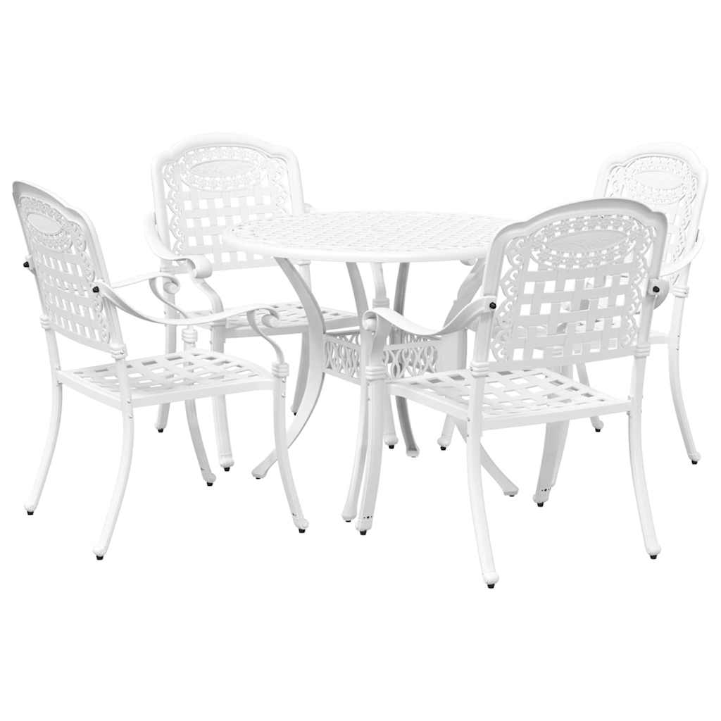 Set da Pranzo per Giardino 5 pcs Bianco Alluminio