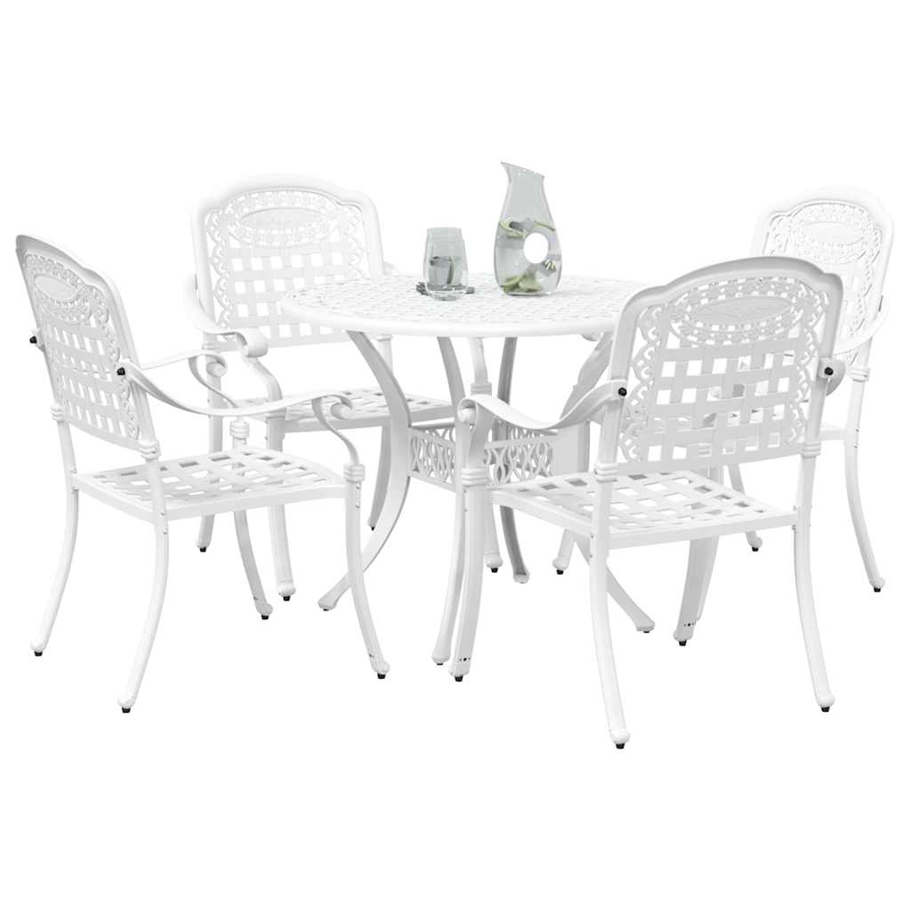 Set da Pranzo per Giardino 5 pcs Bianco Alluminio