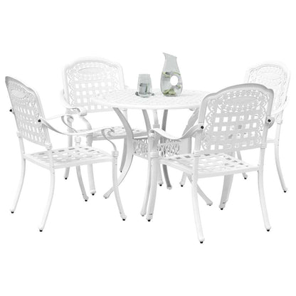 Set da Pranzo per Giardino 5 pcs Bianco Alluminio