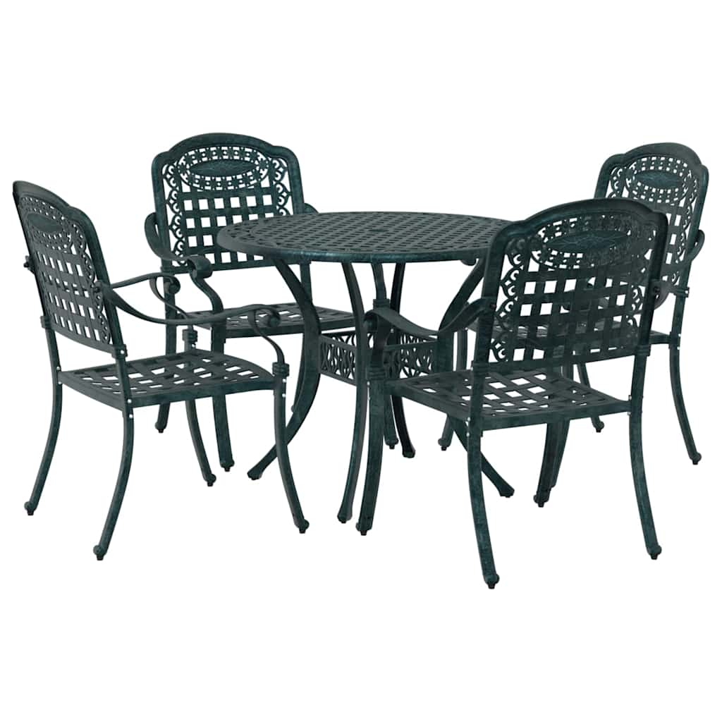 Set da Pranzo per Giardino 5 pcs Verde Alluminio
