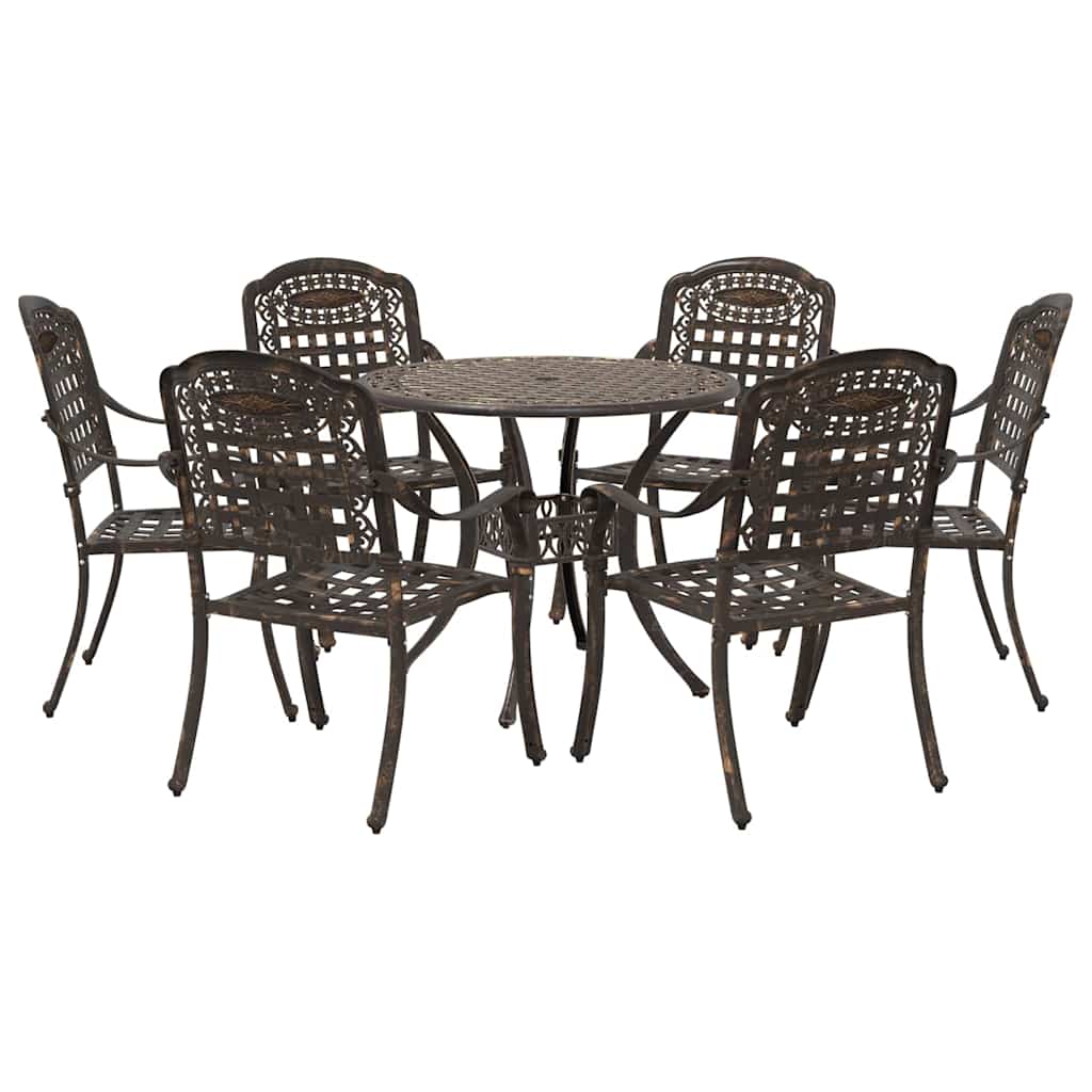 Set da Pranzo per Giardino 7 pcs Bronzo Alluminio