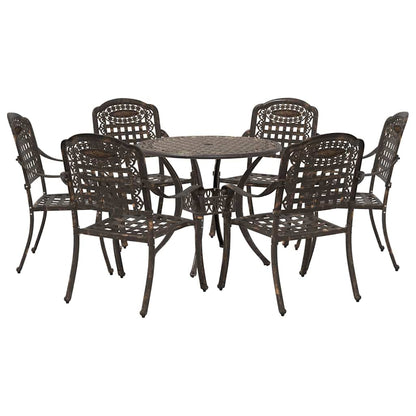 Set da Pranzo per Giardino 7 pcs Bronzo Alluminio
