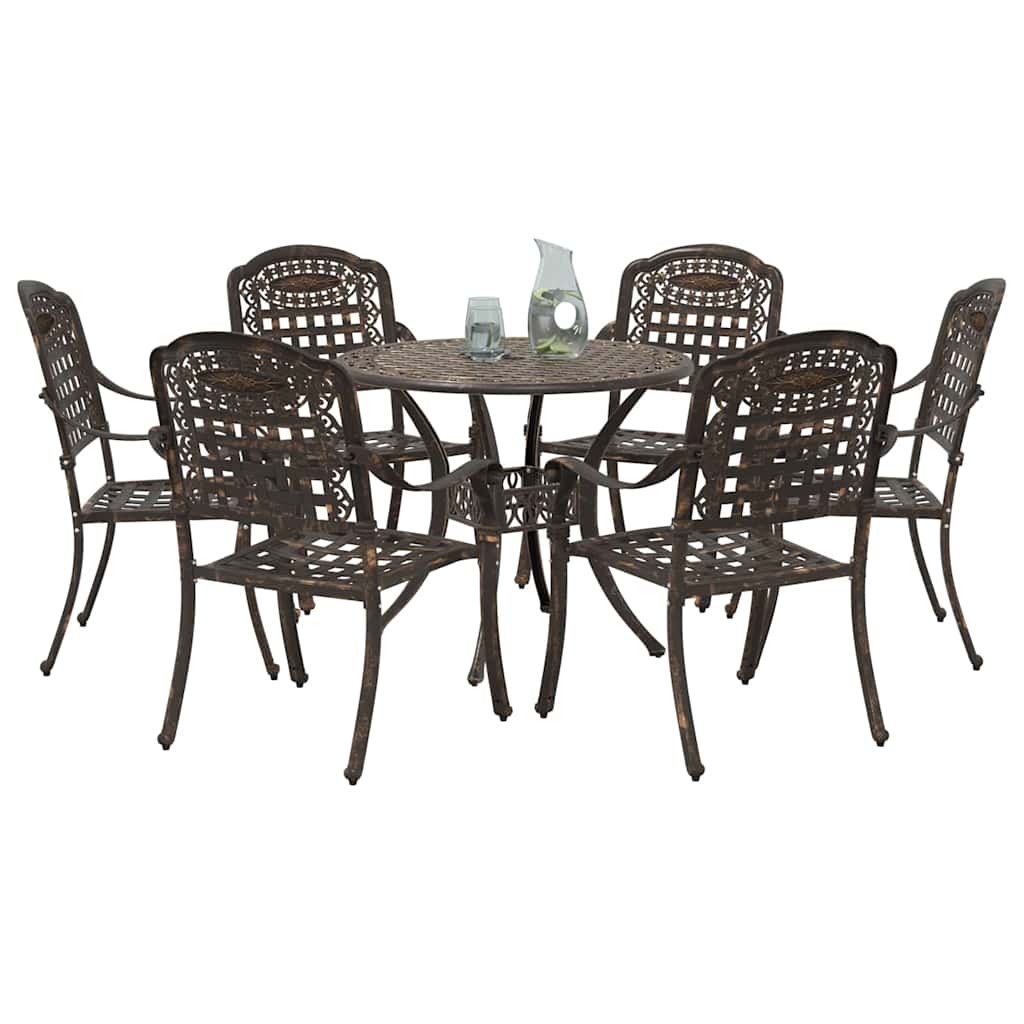 Set da Pranzo per Giardino 7 pcs Bronzo Alluminio