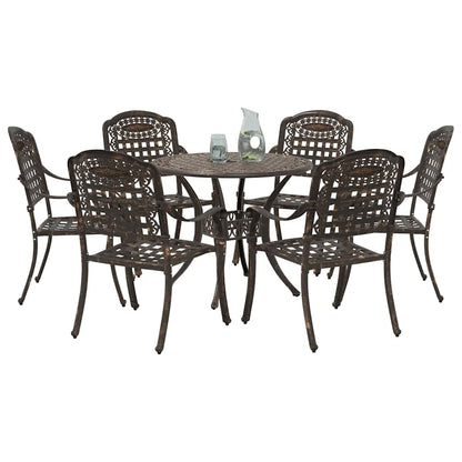 Set da Pranzo per Giardino 7 pcs Bronzo Alluminio