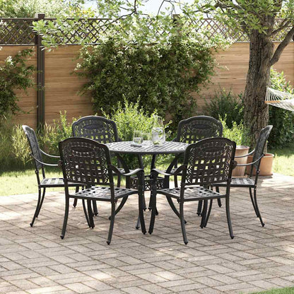 Set da Pranzo per Giardino 7 pcs Nero Alluminio
