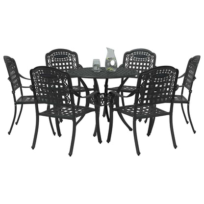 Set da Pranzo per Giardino 7 pcs Nero Alluminio