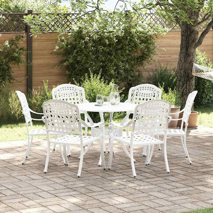 Set da Pranzo per Giardino 7 pcs Bianco Alluminio