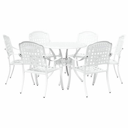 Set da Pranzo per Giardino 7 pcs Bianco Alluminio
