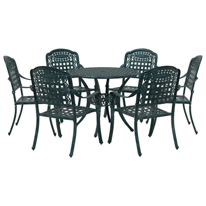 Set da Pranzo per Giardino 7 pcs Verde Alluminio