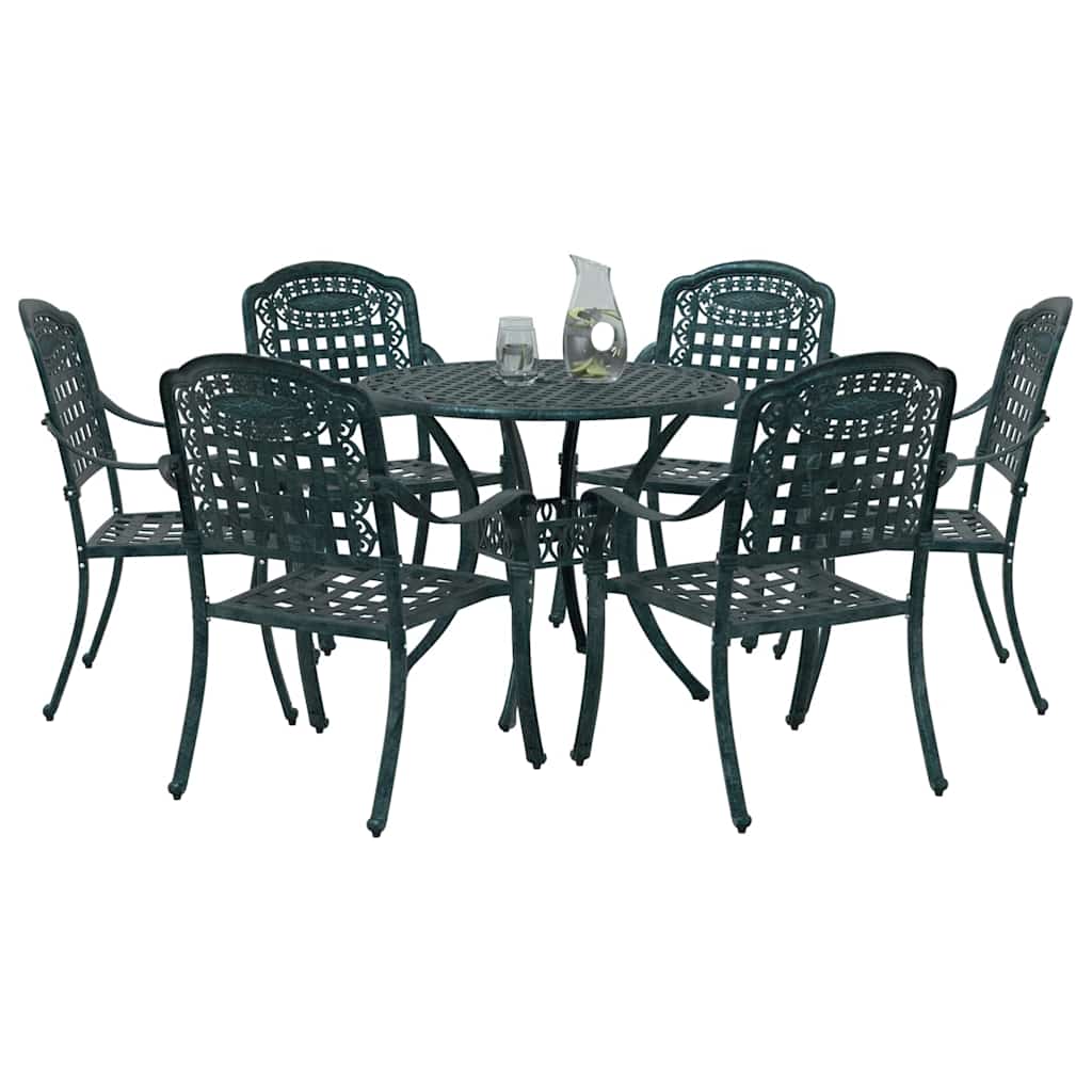 Set da Pranzo per Giardino 7 pcs Verde Alluminio
