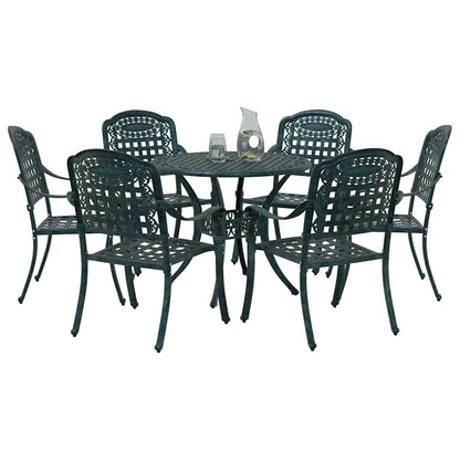 Set da Pranzo per Giardino 7 pcs Verde Alluminio