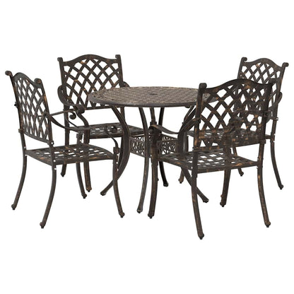 Set da Pranzo per Giardino 5 pcs Bronzo Alluminio