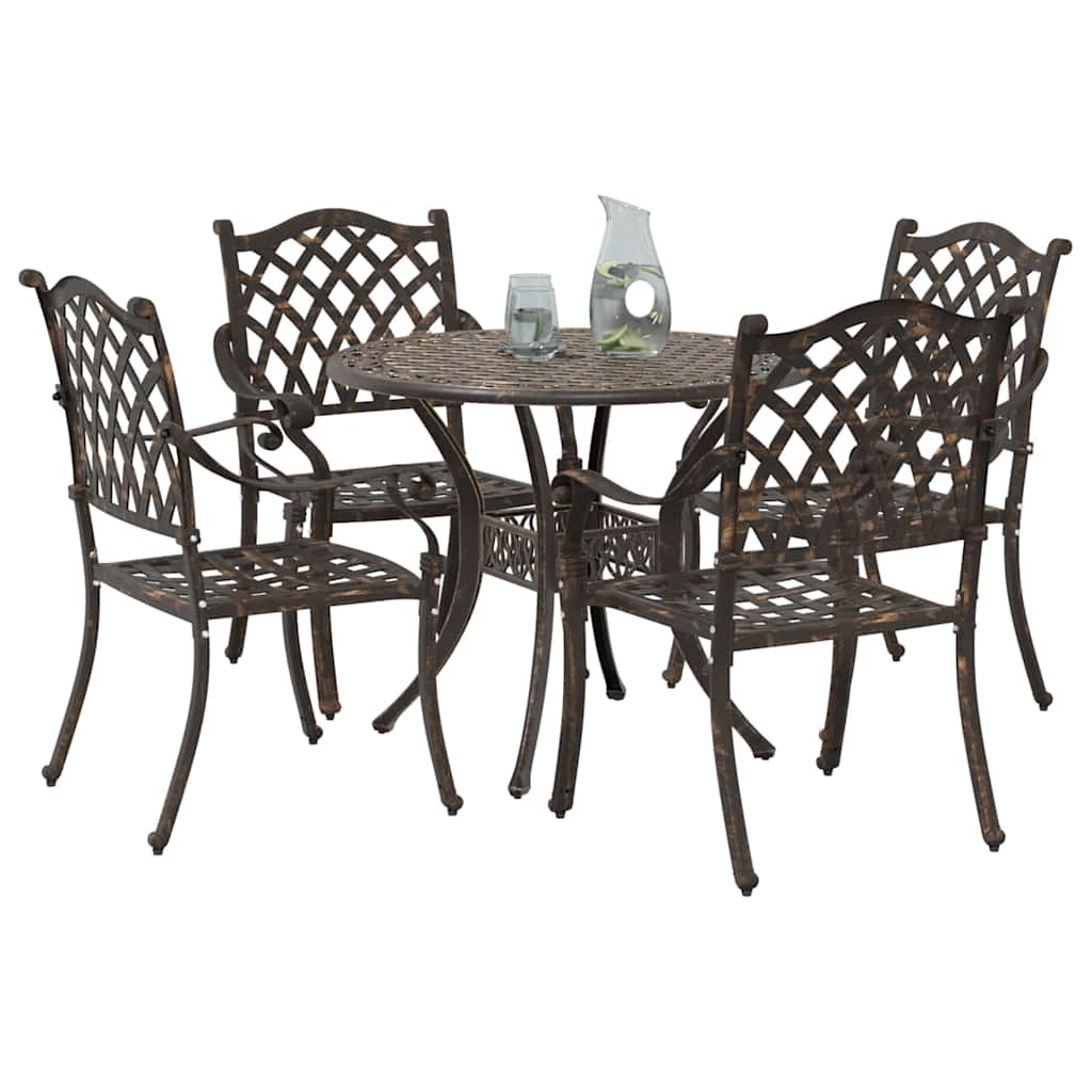 Set da Pranzo per Giardino 5 pcs Bronzo Alluminio