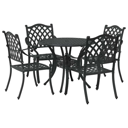 Set da Pranzo per Giardino 5 pcs Nero Alluminio