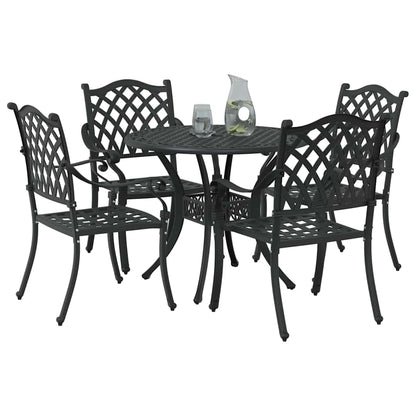 Set da Pranzo per Giardino 5 pcs Nero Alluminio