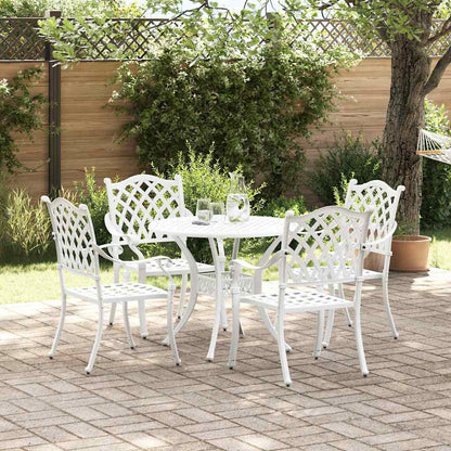 Set da Pranzo per Giardino 5 pcs Bianco Alluminio
