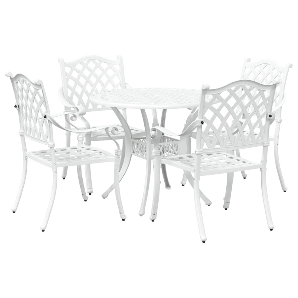 Set da Pranzo per Giardino 5 pcs Bianco Alluminio
