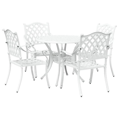 Set da Pranzo per Giardino 5 pcs Bianco Alluminio