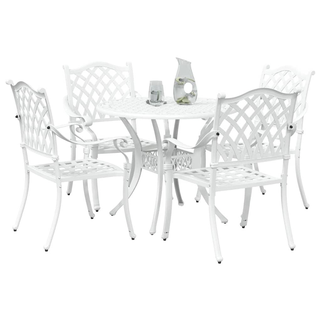 Set da Pranzo per Giardino 5 pcs Bianco Alluminio