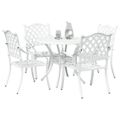 Set da Pranzo per Giardino 5 pcs Bianco Alluminio