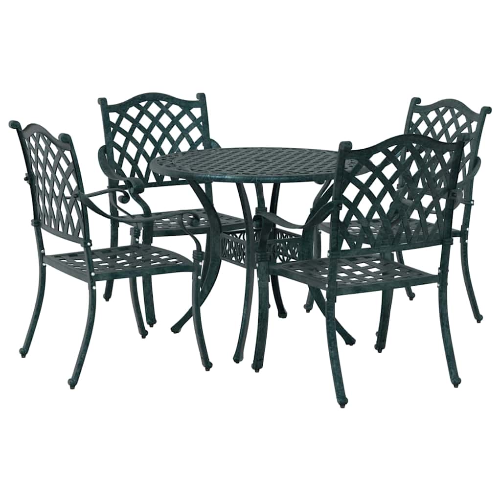 Set da Pranzo per Giardino 5 pcs Verde Alluminio