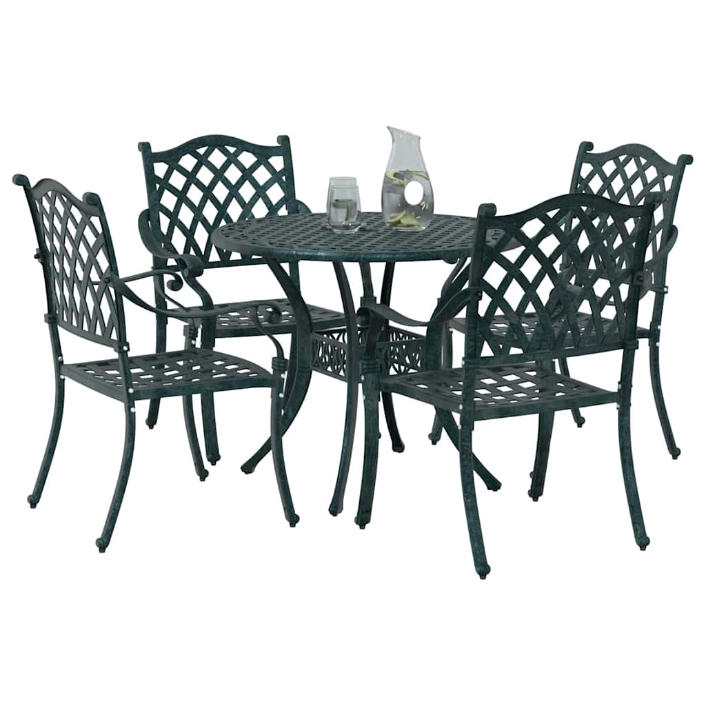 Set da Pranzo per Giardino 5 pcs Verde Alluminio