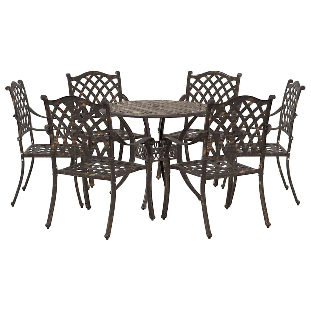 Set da Pranzo per Giardino 7 pcs Bronzo Alluminio
