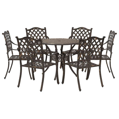 Set da Pranzo per Giardino 7 pcs Bronzo Alluminio