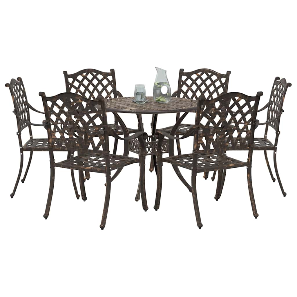 Set da Pranzo per Giardino 7 pcs Bronzo Alluminio