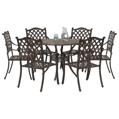 Set da Pranzo per Giardino 7 pcs Bronzo Alluminio