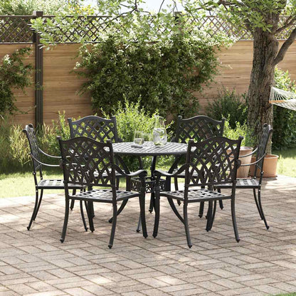 Set da Pranzo per Giardino 7 pcs Nero Alluminio