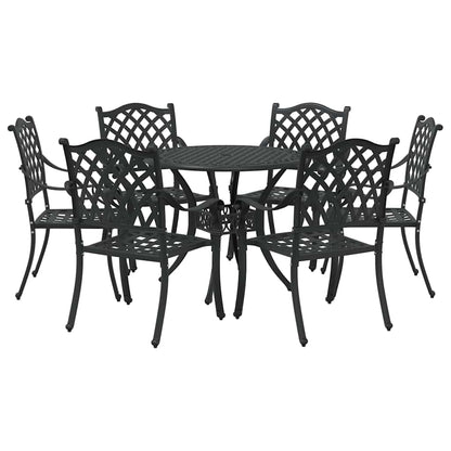 Set da Pranzo per Giardino 7 pcs Nero Alluminio