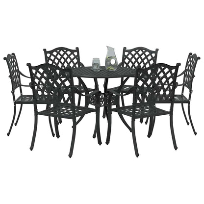 Set da Pranzo per Giardino 7 pcs Nero Alluminio