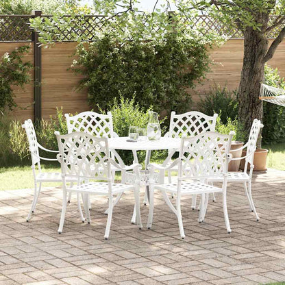 Set da Pranzo per Giardino 7 pcs Bianco Alluminio