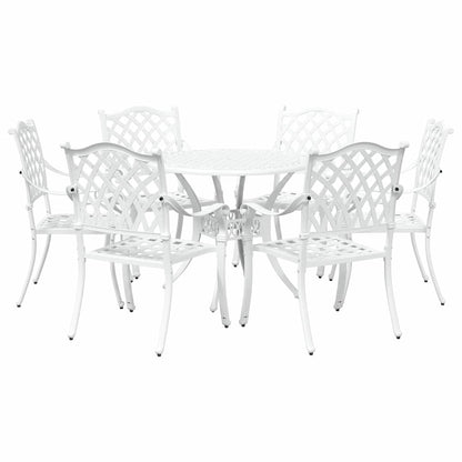 Set da Pranzo per Giardino 7 pcs Bianco Alluminio
