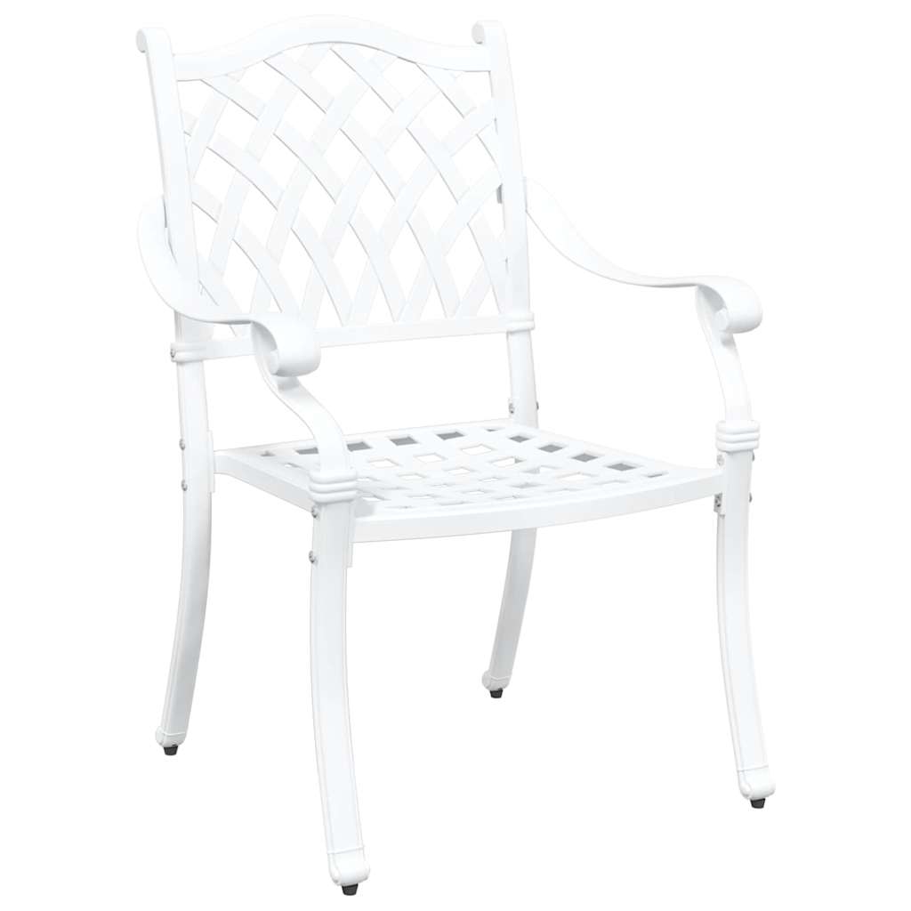 Set da Pranzo per Giardino 7 pcs Bianco Alluminio