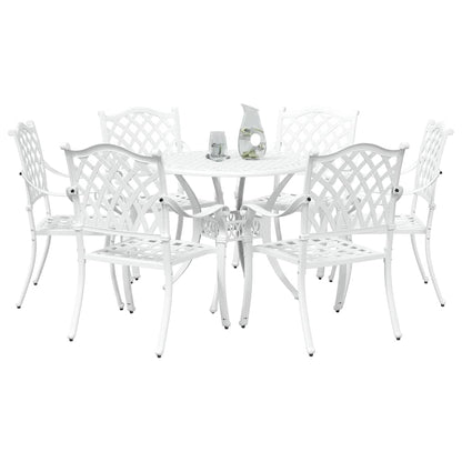 Set da Pranzo per Giardino 7 pcs Bianco Alluminio