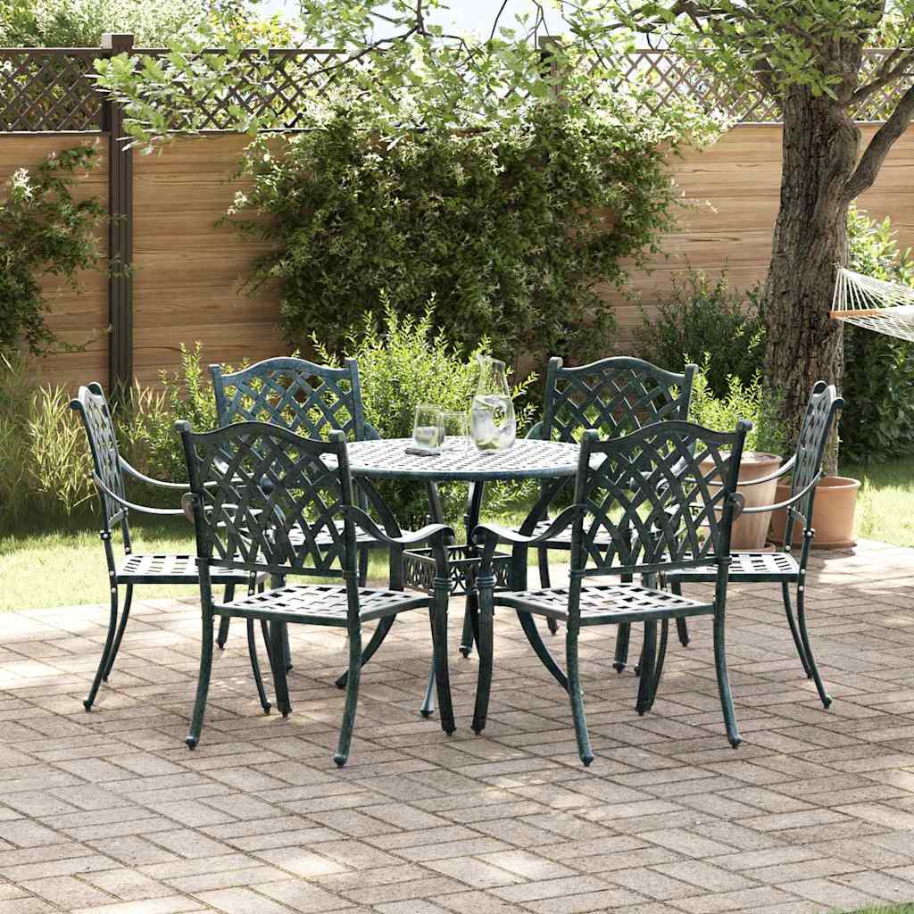 Set da Pranzo per Giardino 7 pcs Verde Alluminio