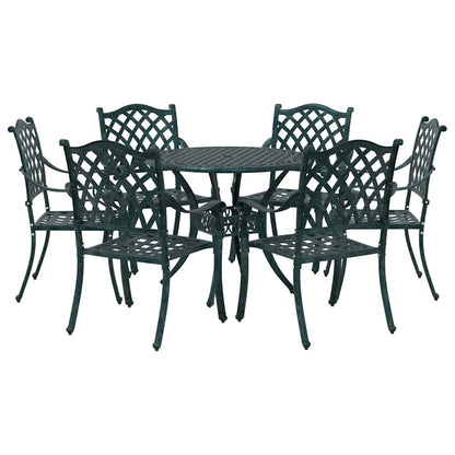Set da Pranzo per Giardino 7 pcs Verde Alluminio
