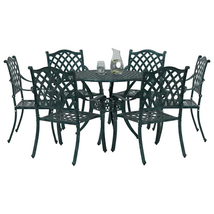 Set da Pranzo per Giardino 7 pcs Verde Alluminio
