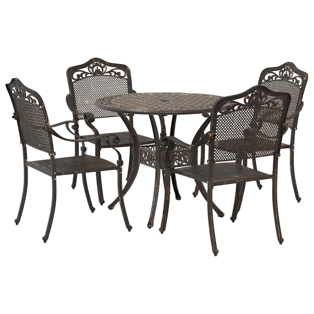 Set da Pranzo per Giardino 5 pcs Bronzo Alluminio